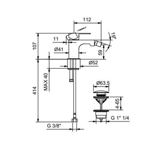 Смеситель Fantini Myo 61 02 V608F на биде хром - фото 2