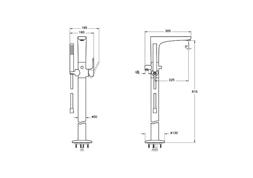 Смеситель Vitra Root Round A42741EXP напольный хром - фото 2