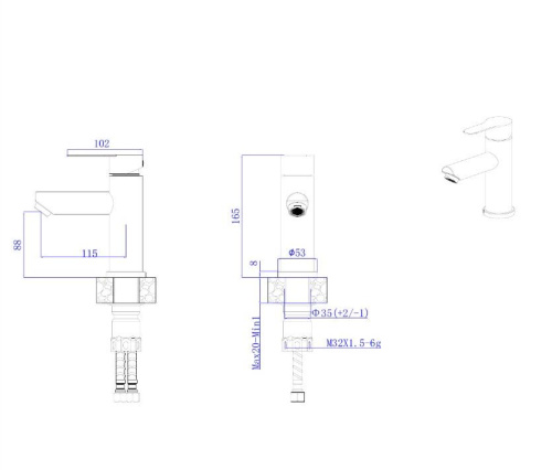 Смеситель Rush Santiago SUS1116-11Black на раковину черный - фото 2