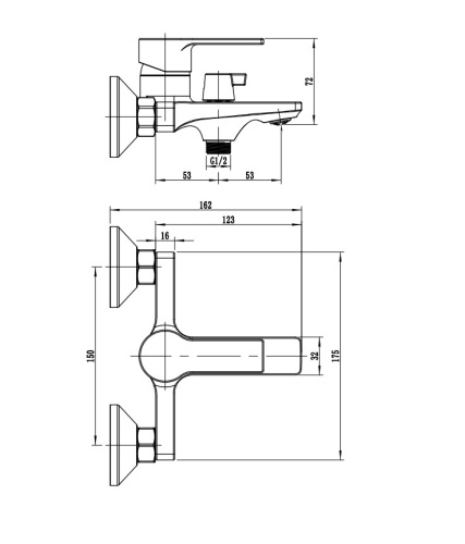 Смеситель для ванны Rush Madeira MA3245-44 настенный хром - фото 2