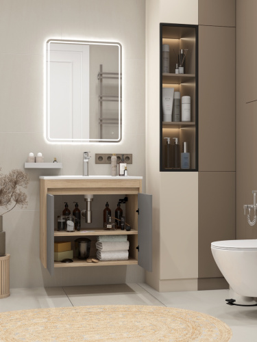 Тумба под раковину Teymi Netta T60603 70х46х62 подвесная цвет дуб - фото 5