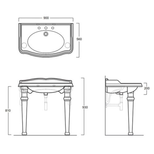 Консоль под раковину TW collection TWKI3090.1сr 91х56х85 напольная цвет хром - фото 2