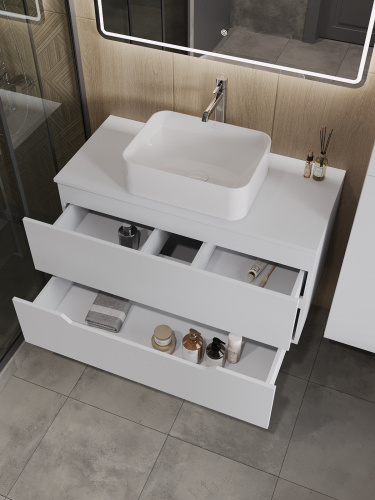 Тумба с раковиной Orange Line Li-100TuwMDF+B02-460W 101х46х68 - фото 5