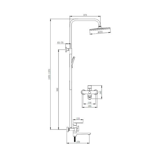 Душевая стойка Splenka S222.24.06 настенная цвет черный - фото 3
