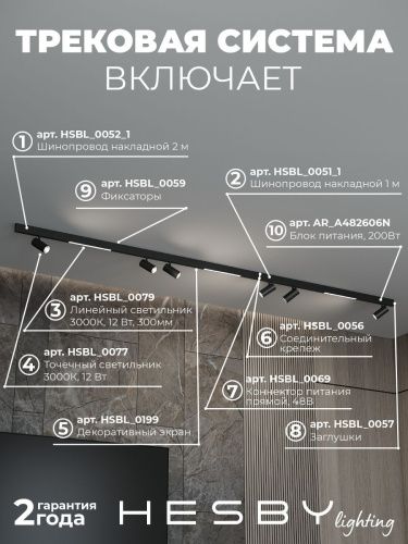 Трековая система со светильниками №5 трехфазная накладная Hesby Lighting ElDeko (ЕлДеко) HSBL_kompl_E005_NI3B3K - фото 3