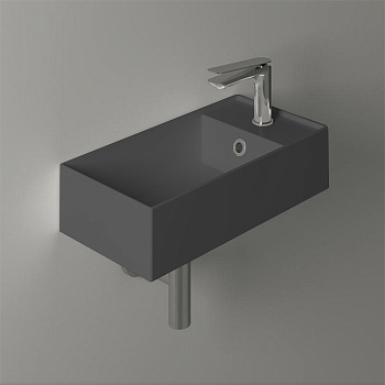 Раковина из санфаянса Simas Agile AG50 antracite matt*1 50х27 подвесная цвет черный матовый 1 отверстие под смеситель