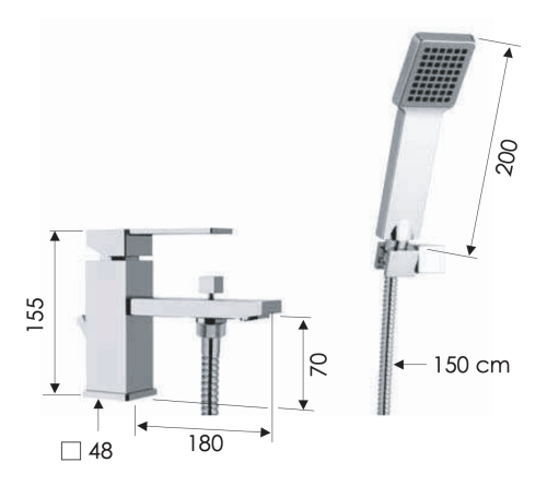 Смеситель Remer Qubika Q03 на борт ванны хром - фото 2