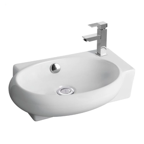 Раковина из санфаянса CeramaLux 9100L 43х29 подвесная цвет белый 1 отверстие под смеситель - фото 4