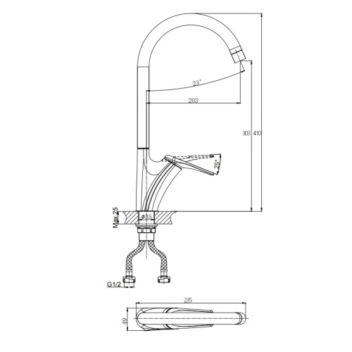 Смеситель для кухни Rush Nevis NE1735-22black на мойку черный - фото 2