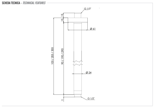 Кронштейн для верхнего душа 20 см Remer SS347N20 нержавеющая сталь - фото 2