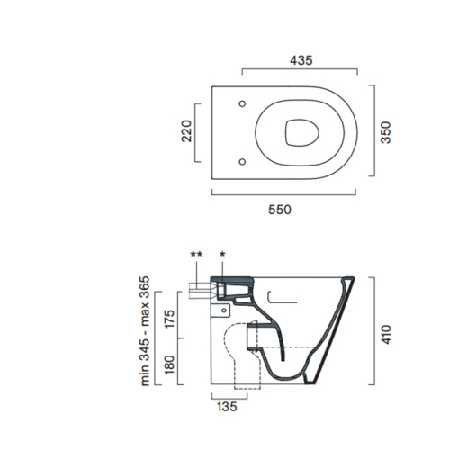 Чаша унитаза напольная Catalano Zero 114550001 цвет белый без сиденья безободковая смыв торнадо - фото 2