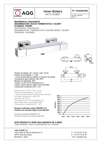 Смеситель для душа AQG QUARK 03QUA300CR настенный хром - фото 2