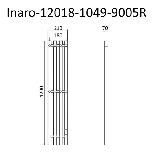 Полотенцесушитель Маргроид Inaro Inaro-12018-1049-9005R 21х120 электрический черный матовый - фото 3