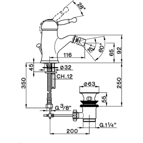 Смеситель Cisal Source AY00055027 на биде бронза - фото 2