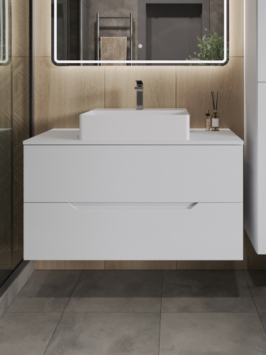 Тумба с раковиной Orange Line Li-100TuwMDF+B04-500W 101х46х66 - фото 3