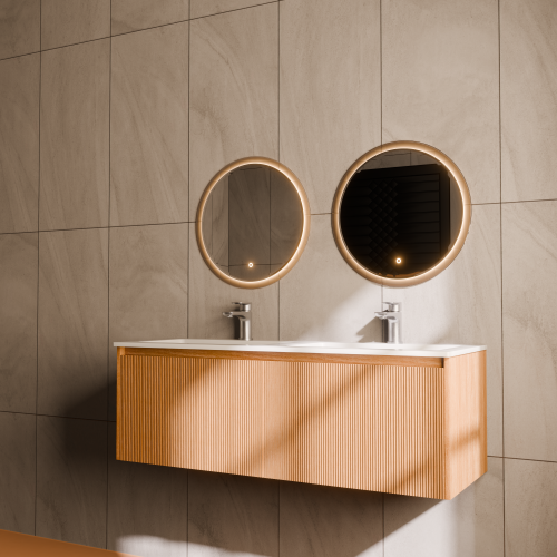 Тумба с раковиной+зеркало Art Decco Elizabeth (Элизабет) AEL12W11D1M0 120x45x40 подвесная цвет белый дуб - фото 2