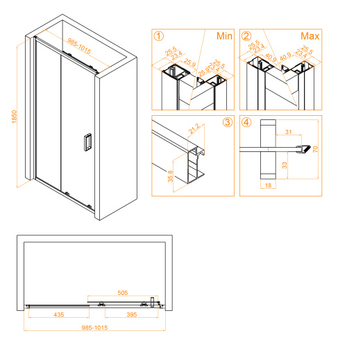Душевая дверь RGW Classic 32091410-11 100х185 стекло прозрачное профиль хром глянцевый - фото 3