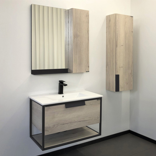 Тумба с раковиной Comforty Бонн 00-00008475CF 76х47х52 подвесная цвет дуб дымчатый - фото 5