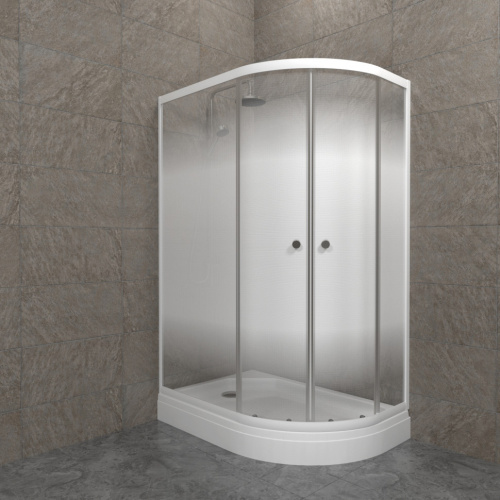 Душевой уголок Тритон Коралл Щ0000068949 120х80 стекло прозрачное с узором профиль белый с поддоном - фото 5