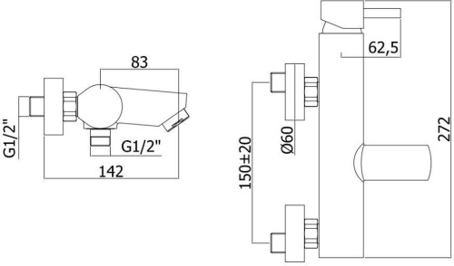 Смеситель для ванны с душем Paffoni Stick SK022CR настенный хром - фото 2