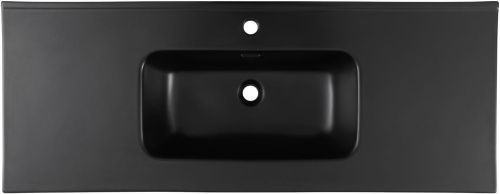 Раковина керамическая Aquanet Flat 00329258 120х47 полувстраиваемая цвет черный 1 отверстие под смеситель - фото 2