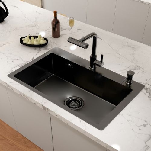 Кухонная мойка Fashun 29M Комплект AS6845-17 68х45 цвет графит поверхность матовая - фото 4