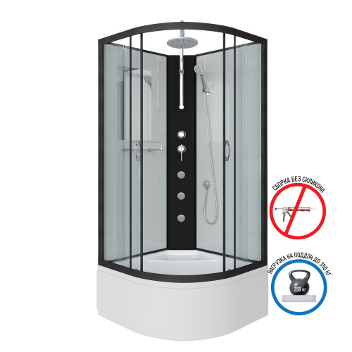 Душевая кабина Niagara Classic 67071414BKTG 80х80 четверть круга без крыши ориентация универсальная - фото 2