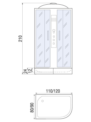 Душевая кабина River DUNAY 110/80/24 MT R (10000001165) 110х80 асимметричная с крышей ориентация правая - фото 2