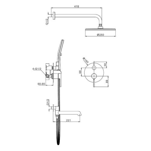 Душевая система Raglo R20.27.03 встраиваемая в стену - фото 2