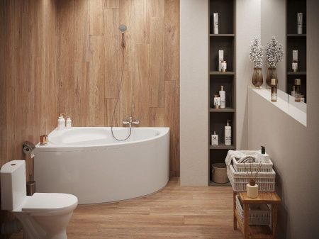 Ванна акриловая Santek Шри-ланка 1WH302395 150х100 пристенная асимметричная без каркаса