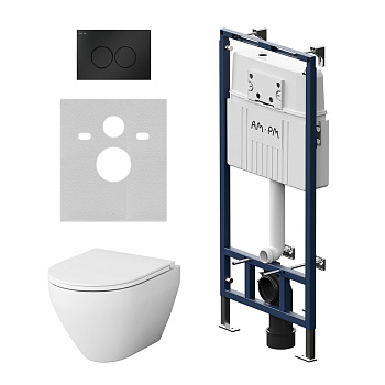 Комплект унитаз с инсталляцией с клавишей смыва Am.Pm Spirit V2.0 IS100138.701700