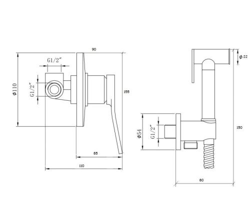Гигиенический душ со смесителем Bronze de Luxe Element EL28CB хром/черный - фото 3
