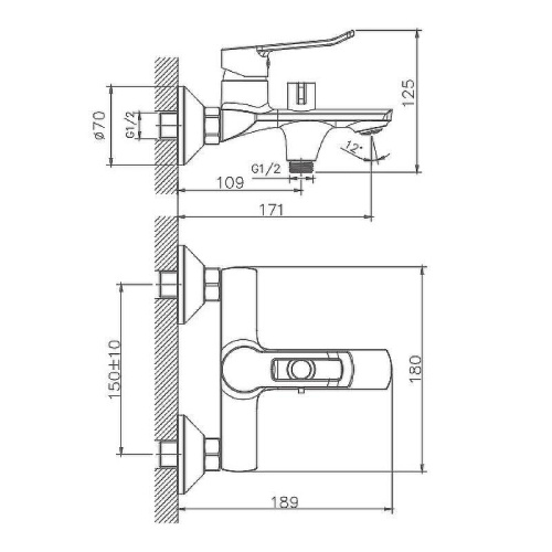Cмеситель для ванны и душа Haiba HB60556 настенный хром - фото 3
