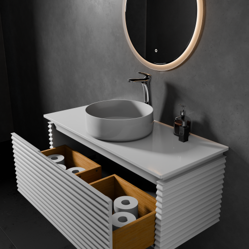 Тумба с раковиной+зеркало Art Decco Jacqueline (Жаклин) AJC10W34S3M0 100x45x40 подвесная цвет белый - фото 3