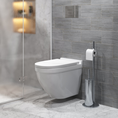 Унитаз подвесной Grossman Санфаянс GR-4483S белый глянцевый с сиденьем микролифт безободковый каскадный смыв - фото 5