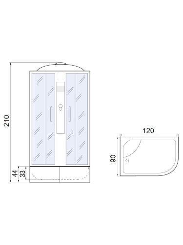 Душевая кабина River DESNA 120/90/44 MT R (10000001762) 120х90 асимметричная с крышей ориентация правая - фото 2