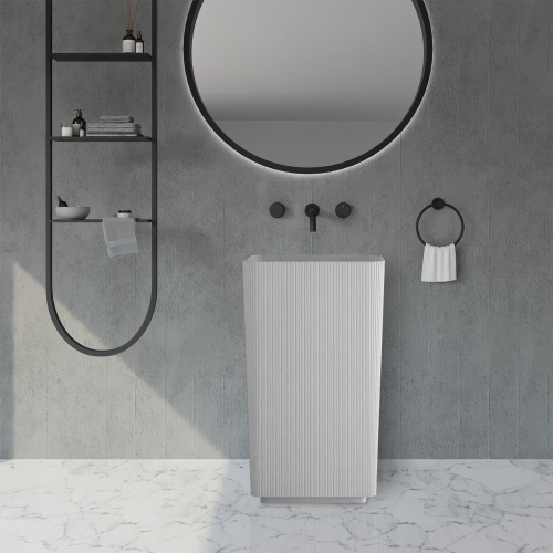 Раковина из искусственного камня Abber STEIN AS2505-H 50х35 напольная цвет белый матовый без отверстий под смеситель - фото 3