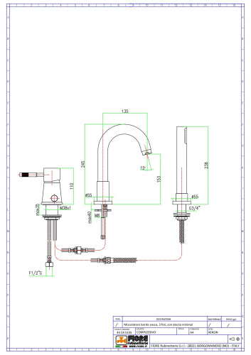 Смеситель Fiore Xenon 44CR5155 на борт ванны хром - фото 2