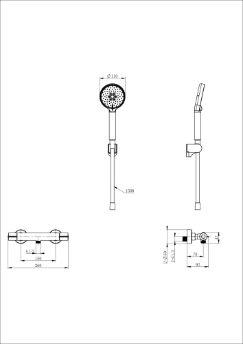 Смеситель для душа Wonzon & Woghand Inn WW-B2063-A-MB настенный черный с термостатом - фото 2