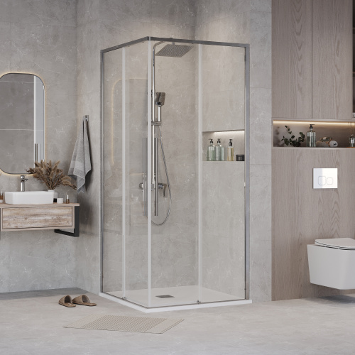 Душевая дверь Grossman Galaxy 1/2.K33.01.10.10.00 100х195 стекло прозрачное профиль хром глянцевый - фото 5