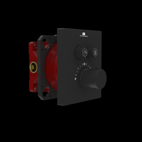 Смеситель для душа Vincea VSCV-321TMB встраиваемый в стену черный матовый с термостатом