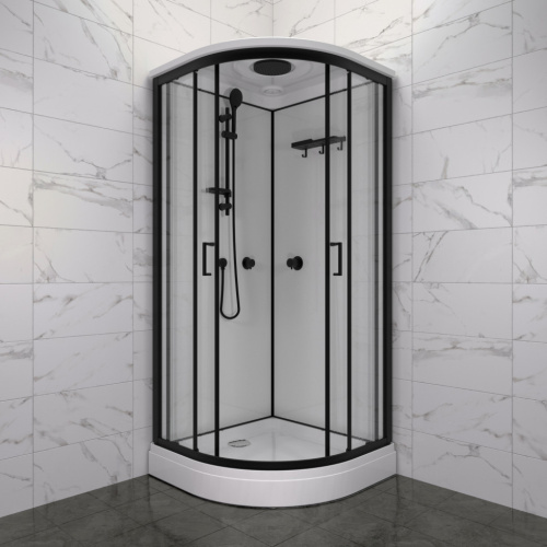 Душевая кабина Тритон Прайм-Блэк Щ0000071582 90х90 четверть круга с крышей ориентация универсальная - фото 4