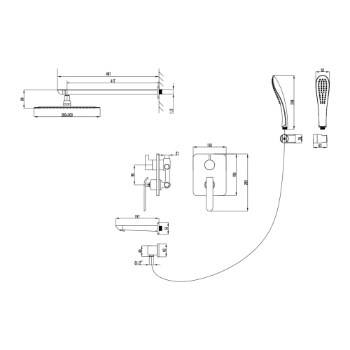 Душевая система LeMark Melange LM4922CW встраиваемая в стену - фото 2