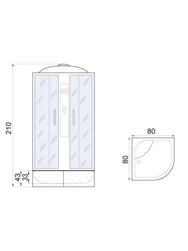Душевая кабина River DESNA 80/43 MT (10000000050) 80х80 четверть круга с крышей ориентация универсальная - фото 2