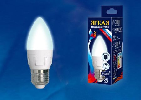 Лампа светодиодная Uniel LED-C37 7W/NW/E14/FR PLP01WH картон
