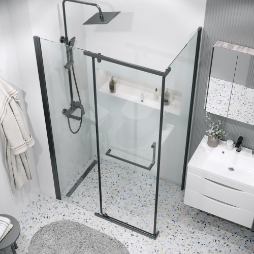 Душевой уголок Grossman Pragma 120.K33.03.1090.21.00 100х90 стекло прозрачное профиль черный матовый без поддона - фото 4