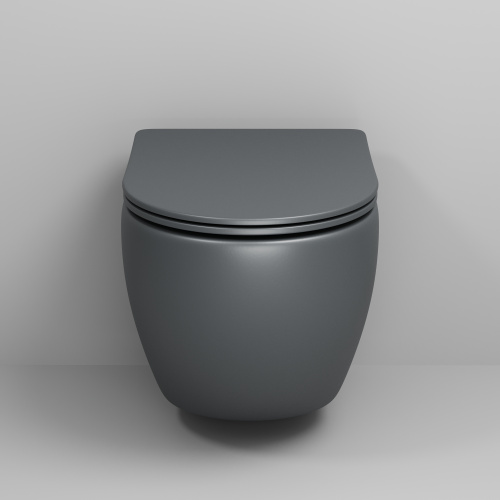 Унитаз подвесной Grossman Color GR-4455GMS серый матовый с сиденьем микролифт безободковый каскадный смыв - фото 3