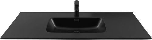 Раковина керамическая Aquanet Flat 00329258 120х47 полувстраиваемая цвет черный 1 отверстие под смеситель - фото 3