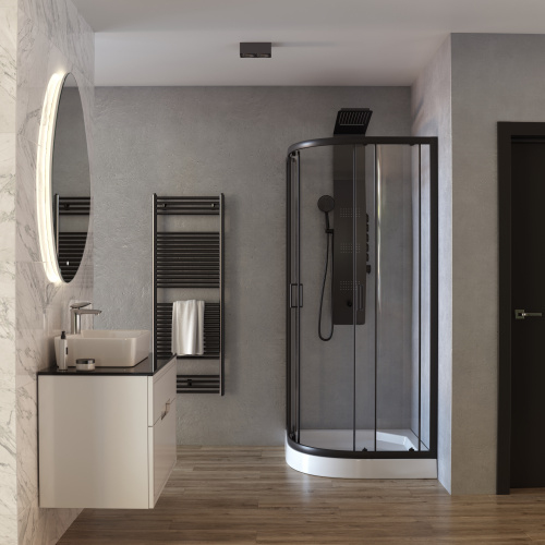 Душевой уголок Taliente TA-09091-1CB 90х90 стекло прозрачное профиль черный матовый без поддона - фото 3