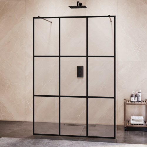 Душевая перегородка RGW Walk In 35101810-84 100х200 стекло с рисунком профиль черный - фото 2